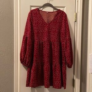 Red dress, white polka dot